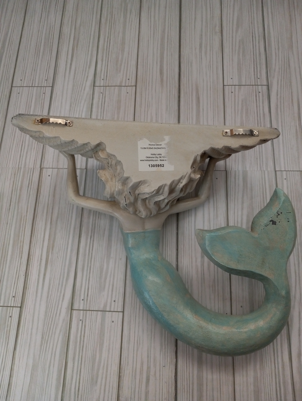 Nautical Mermaid Holding Clam Shell Wall Display Shelf Decor - Picture 3 of 7